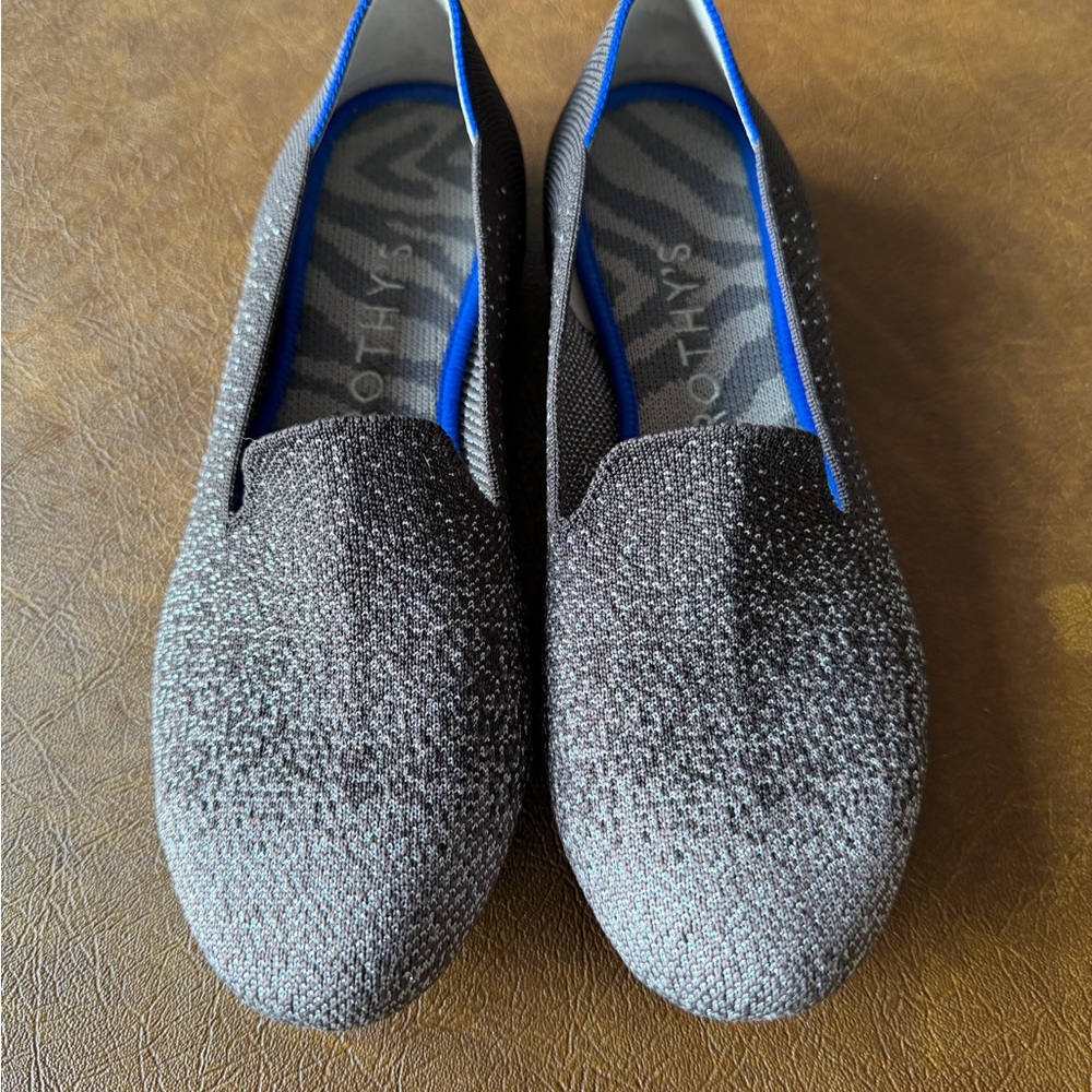 Rothy’s Twilight  Brown Ombré & Silver Metallic women’s Loafers Size 8 1/2